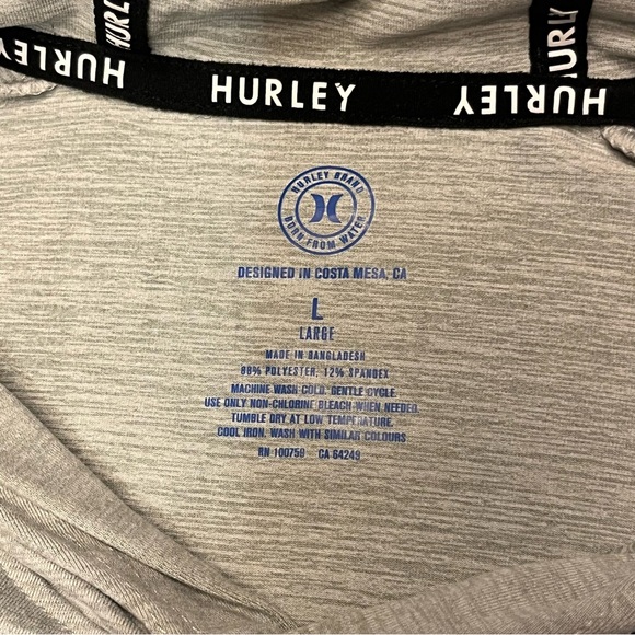 Hurley Light Gray Lightweight Performance Hoodie - Size Large - Picture 9 of 10